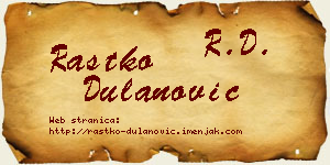 Rastko Dulanović vizit kartica